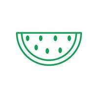 eps10 icône de ligne mûre en tranches de pastèque vectorielle verte isolée sur fond blanc. symbole de contour de fruit de pastèque dans un style moderne simple et plat pour la conception de votre site Web, votre logo et votre application mobile vecteur