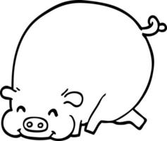 dessin au trait dessin animé gros cochon vecteur