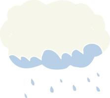 nuage de pluie de dessin animé de style couleur plat vecteur