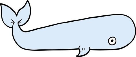 dessin animé doodle baleine de mer vecteur