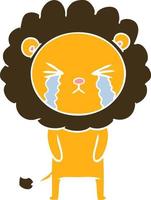 lion qui pleure de dessin animé de style couleur plat vecteur
