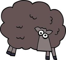 dessin animé doodle mouton noir vecteur