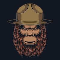 bigfoot portant un chapeau de campagne illustration vectorielle vecteur