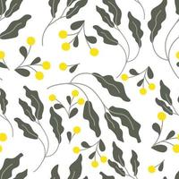 motif floral sans couture, feuilles et fleurs. fond de plante. illustration vectorielle vecteur