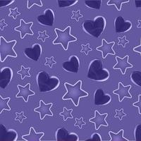 coeur violet et motif sans couture étoile vecteur