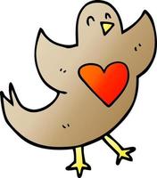 dessin animé doodle oiseau avec coeur d'amour vecteur