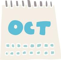 calendrier de doodle de dessin animé montrant le mois d'octobre vecteur