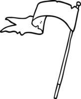 dessin au trait dessin animé agitant le drapeau vecteur