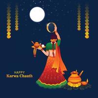 festival indien joyeux karwa chauth célébration fond vecteur