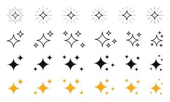 ensemble d'icônes vectorielles étoiles. illustration de symbole de brillance. collection d'étincelles de lumière étoilée vecteur