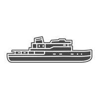 bateau à vapeur yacht navire icône style plat vecteur.navire marin nautique.silhouette noire.isolé sur fond blanc. vecteur