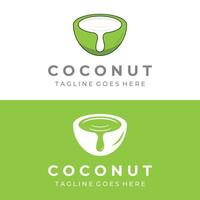 création de logo créatif jeune noix de coco fraîche naturelle. logo pour les produits de boissons à la noix de coco. entreprises et entreprises. vecteur