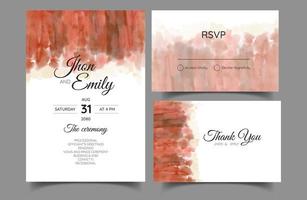 cartes d'invitation de mariage, textures aquarelles et fausses éclaboussures d'or pour une touche luxueuse vecteur