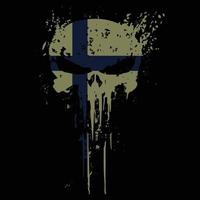 tête de mort drapeau finlandais avec texture grunge - conception de t-shirt vectoriel