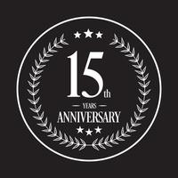 icône vectorielle de luxe 15 ans anniversaire, logo. élément de conception graphique vecteur
