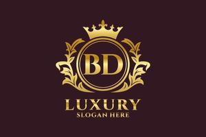 modèle de logo de luxe royal de lettre bd initial dans l'art vectoriel pour des projets de marque luxueux et d'autres illustrations vectorielles.