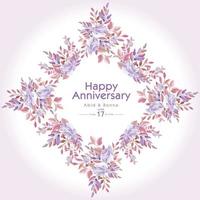 carte d'invitation d'anniversaire de cadre carré rose et rose violet vecteur