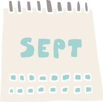 calendrier de doodle de dessin animé montrant le mois de septembre vecteur
