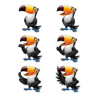 collections d'illustrations de toucan drôle de dessin animé vecteur