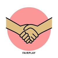 symbole d'icône de compétition fairplay. illustration du logo de la poignée de main vecteur