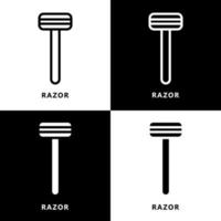 caricature d'icône de rasoir. logo vectoriel de symbole de lame de rasoir