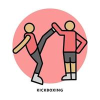 symbole d'icône de sport d'arts martiaux. illustration vectorielle de logo de formation de kickboxing vecteur