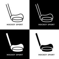 dessin animé d'icône de sport de hockey. logo vectoriel symbole bâton et balle de hockey