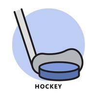 dessin animé d'icône de sport de hockey. bâton et vecteur de symbole de balle de hockey