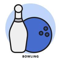 dessin animé d'icône de sport de bowling. vecteur de symbole de bowling boule et broche