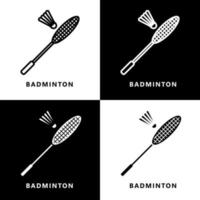 dessin animé d'icône de sport de badminton. logo vectoriel de symbole de volant et de raquette