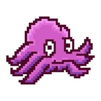 style de pixel vectoriel de dessin animé de poulpe. logo de mascotte de tentacule de calmar