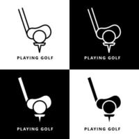 caricature d'icône de golf. logo vectoriel de symbole de sport de club de golf