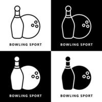 dessin animé d'icône de sport de bowling. logo vectoriel de symbole de bowling boule et broche