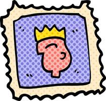 timbre de dessin animé avec visage royal vecteur