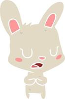 lapin de dessin animé de style plat couleur parlant vecteur