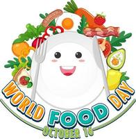 texte de la journée mondiale de l'alimentation avec des éléments alimentaires vecteur