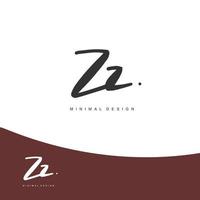 zz écriture manuscrite initiale ou logo manuscrit pour l'identité. logo avec signature et style dessiné à la main. vecteur
