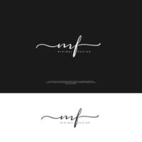 mf écriture manuscrite initiale ou logo manuscrit pour l'identité. logo avec signature et style dessiné à la main. vecteur