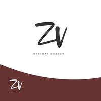 zv écriture manuscrite initiale ou logo manuscrit pour l'identité. logo avec signature et style dessiné à la main. vecteur
