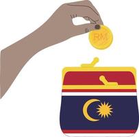 vecteur de drapeau malaisien dessiné à la main, vecteur de ringgit malaisien dessiné à la main