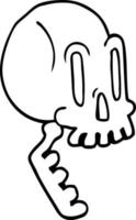 dessin au trait dessin animé d'un crâne vecteur