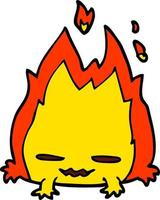 dessin animé doodle démon de feu vecteur