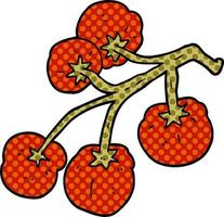 dessin animé doodle tomates sur la vigne vecteur