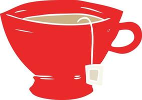 tasse de thé de dessin animé de style plat couleur vecteur