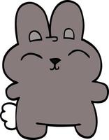 dessin animé doodle lapin gris vecteur