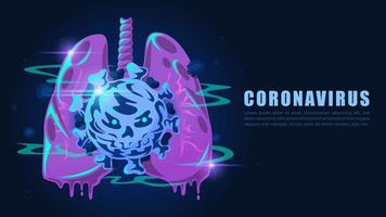 poumons de style dessin animé infectés par un coronavirus vecteur