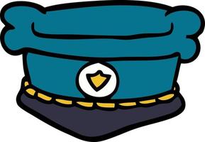 chapeau de police doodle dessin animé vecteur