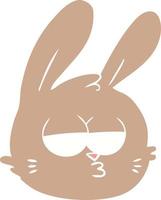 visage de lapin blasé de dessin animé de style plat couleur vecteur