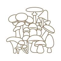 ensemble de champignons avec style doodle avec style doodle. dessin au trait vecteur