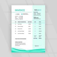 modèle de formulaire de facture commerciale. formulaire fiscal, graphique de facture ou page de reçu de paiement vecteur